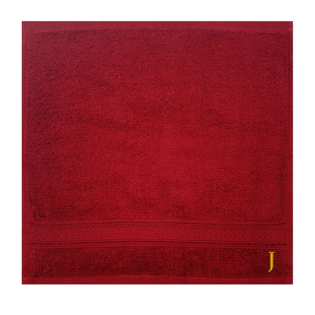 BYFT Daffodil Monogrammed Face Towel Burgundy 30 x 30 Cm