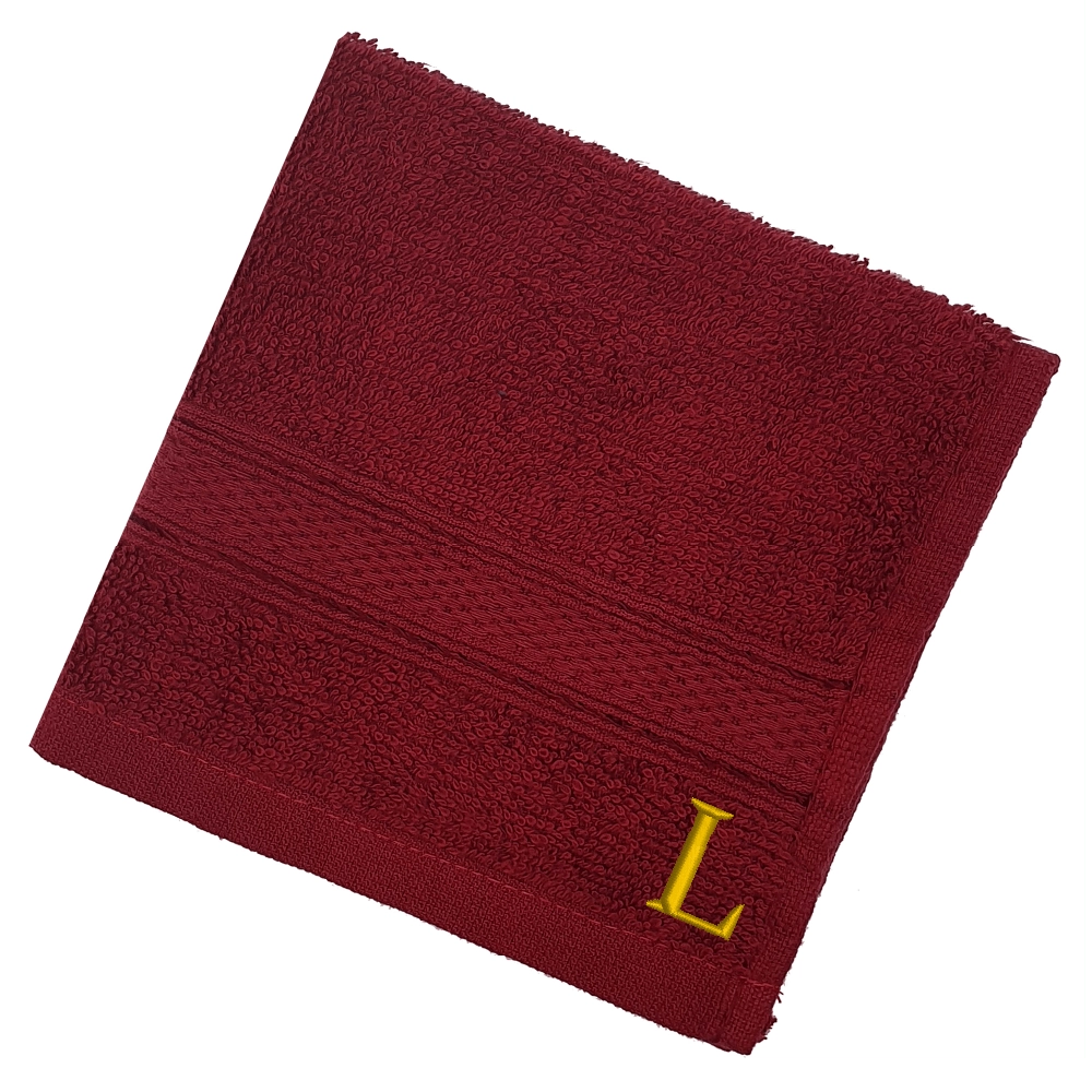 BYFT Daffodil Monogrammed Face Towel Burgundy 30 x 30 Cm