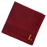 BYFT Daffodil Monogrammed Face Towel Burgundy 30 x 30 Cm
