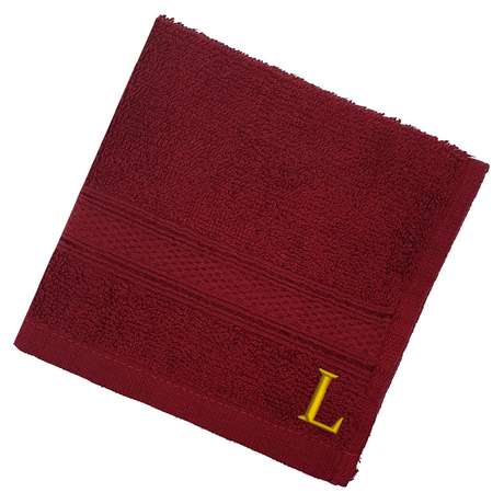 BYFT Daffodil Monogrammed Face Towel Burgundy 30 x 30 Cm