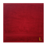 BYFT Daffodil Monogrammed Face Towel Burgundy 30 x 30 Cm