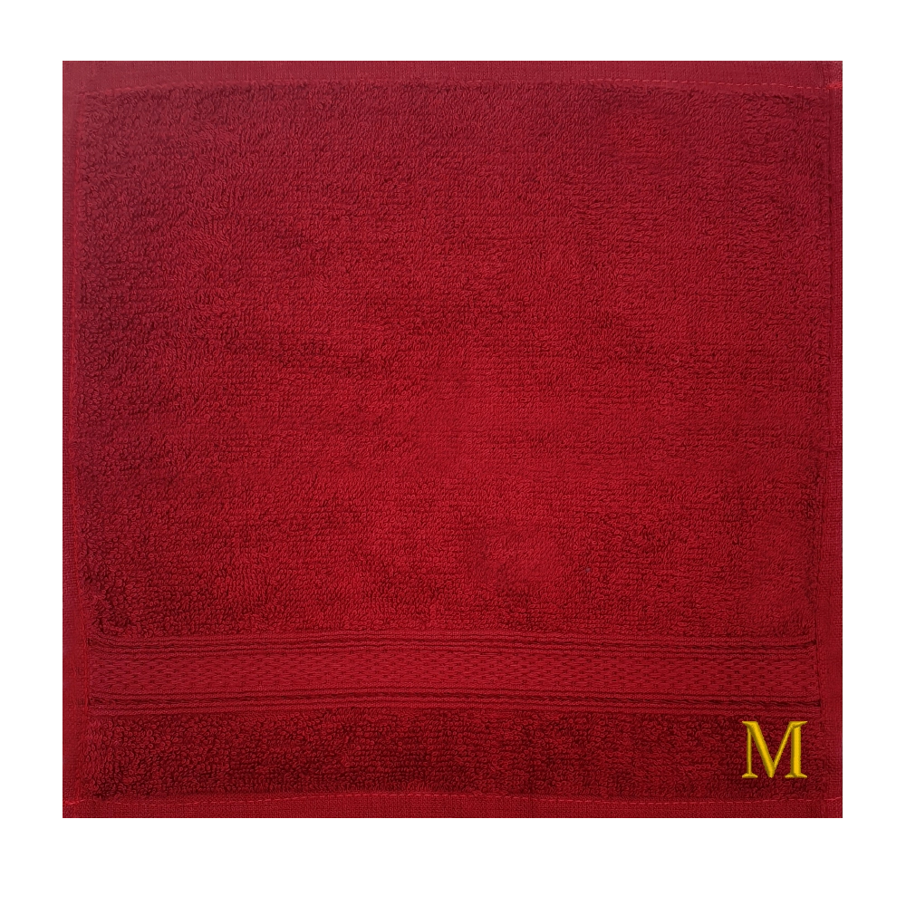 BYFT Daffodil Monogrammed Face Towel Burgundy 30 x 30 Cm
