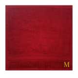 BYFT Daffodil Monogrammed Face Towel Burgundy 30 x 30 Cm