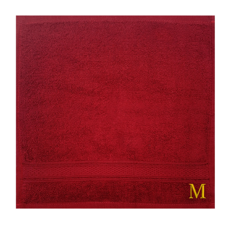 BYFT Daffodil Monogrammed Face Towel Burgundy 30 x 30 Cm