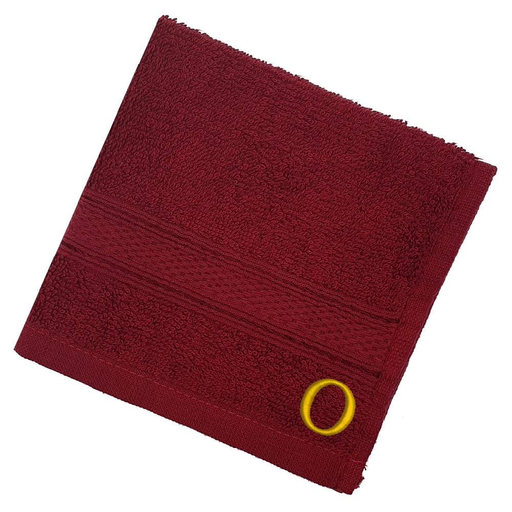 BYFT Daffodil Monogrammed Face Towel Burgundy 30 x 30 Cm