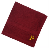 BYFT Daffodil Monogrammed Face Towel Burgundy 30 x 30 Cm