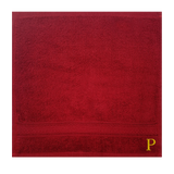 BYFT Daffodil Face Towel Burgundy Monogrammed Pure Cotton Personalised Initial / Letter / Alphabet Perfect For Gifting Set of 06