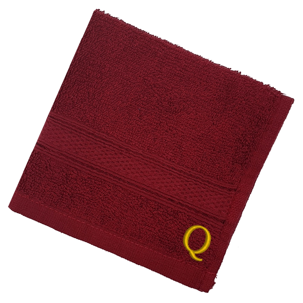 BYFT Daffodil Monogrammed Face Towel Burgundy 30 x 30 Cm