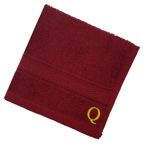 BYFT Daffodil Monogrammed Face Towel Burgundy 30 x 30 Cm