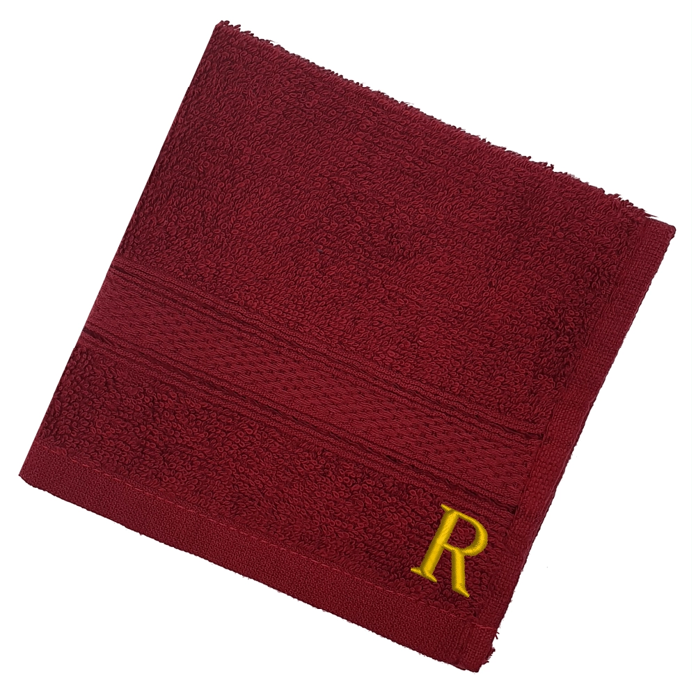 BYFT Daffodil Monogrammed Face Towel Burgundy 30 x 30 Cm