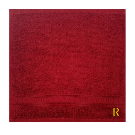 BYFT Daffodil Monogrammed Face Towel Burgundy 30 x 30 Cm