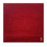 BYFT Daffodil Monogrammed Face Towel Burgundy 30 x 30 Cm