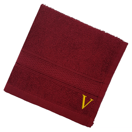 BYFT Daffodil Monogrammed Face Towel Burgundy 30 x 30 Cm