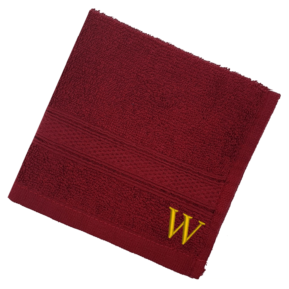 BYFT Daffodil Monogrammed Face Towel Burgundy 30 x 30 Cm