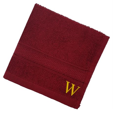 BYFT Daffodil Monogrammed Face Towel Burgundy 30 x 30 Cm