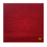 BYFT Daffodil Face Towel Burgundy Monogrammed Pure Cotton Personalised Initial / Letter / Alphabet Perfect For Gifting Set of 06