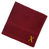 BYFT Daffodil Monogrammed Face Towel Burgundy 30 x 30 Cm