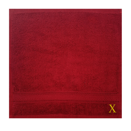 BYFT Daffodil Monogrammed Face Towel Burgundy 30 x 30 Cm