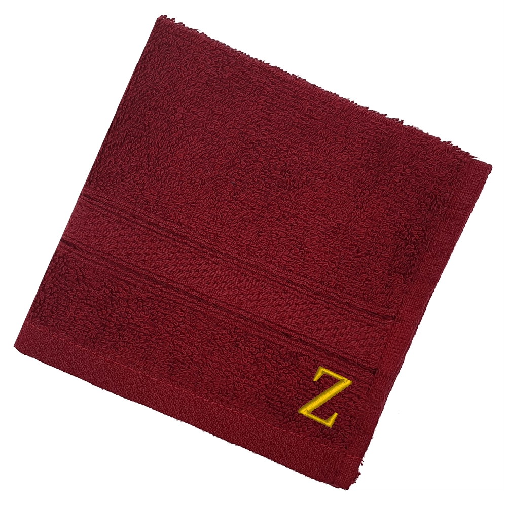 BYFT Daffodil Monogrammed Face Towel Burgundy 30 x 30 Cm