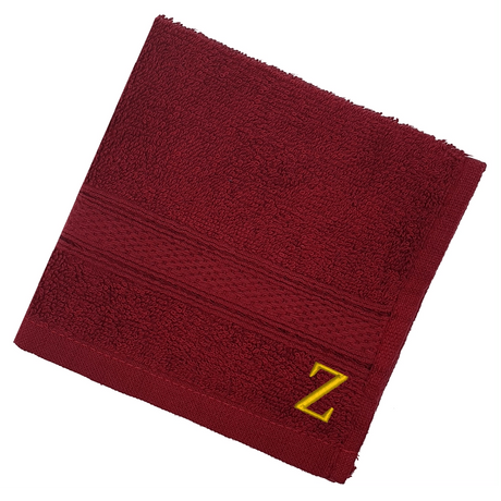 BYFT Daffodil Monogrammed Face Towel Burgundy 30 x 30 Cm