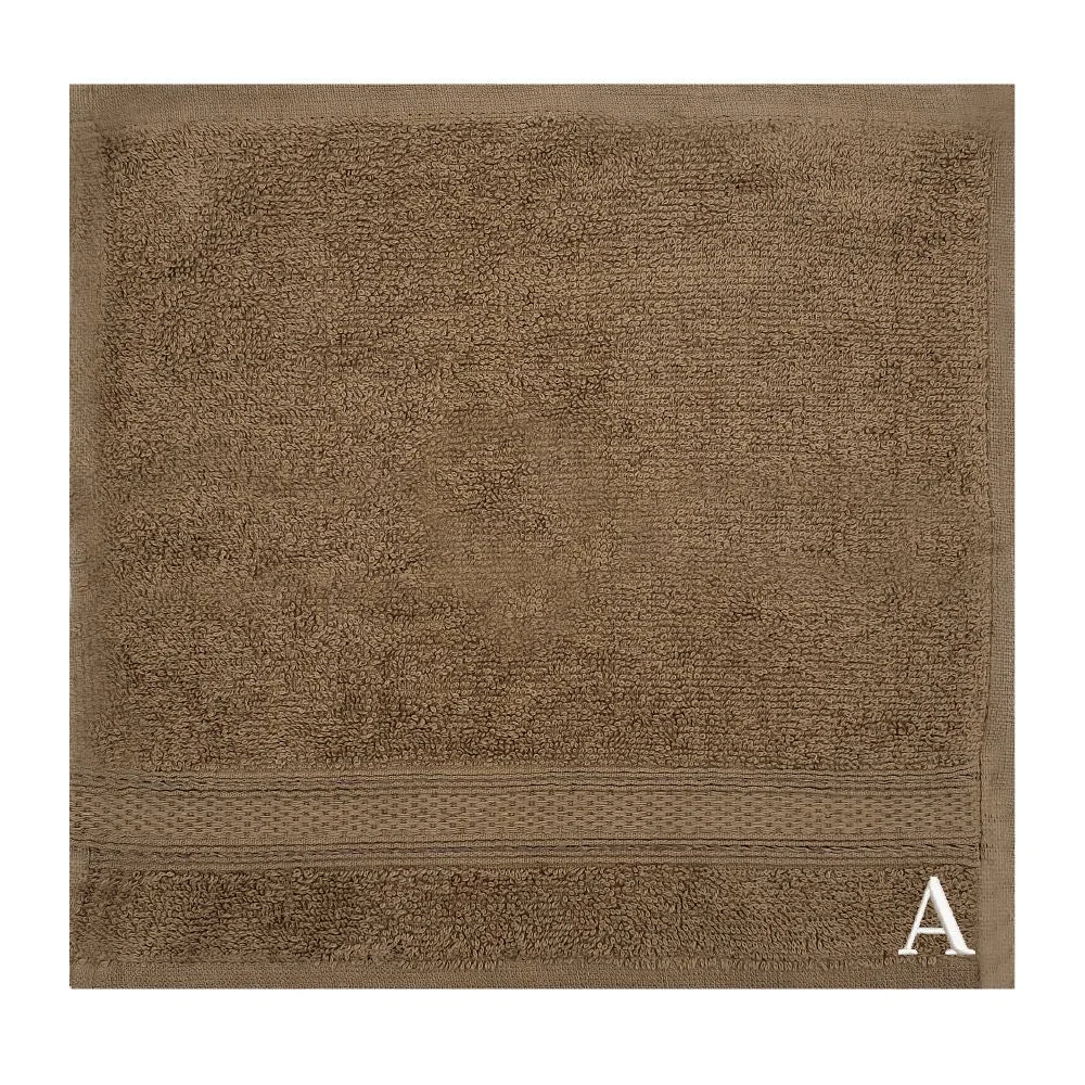 BYFT Daffodil Monogrammed Face Towel Dark Beige 30 x 30 Cm