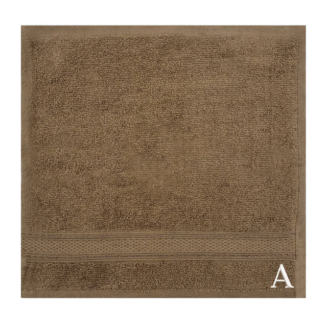 BYFT Daffodil Monogrammed Face Towel Dark Beige 30 x 30 Cm