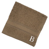 BYFT Daffodil Monogrammed Face Towel Dark Beige 30 x 30 Cm
