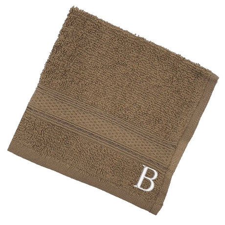 BYFT Daffodil Monogrammed Face Towel Dark Beige 30 x 30 Cm