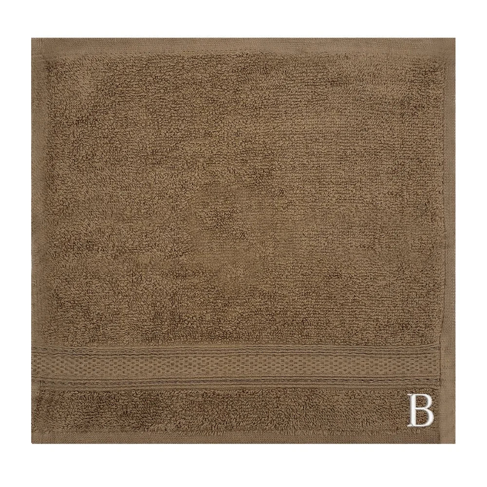 BYFT Daffodil Monogrammed Face Towel Dark Beige 30 x 30 Cm