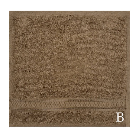 BYFT Daffodil Monogrammed Face Towel Dark Beige 30 x 30 Cm