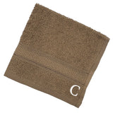 BYFT Daffodil Monogrammed Face Towel Dark Beige 30 x 30 Cm