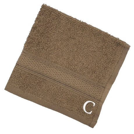BYFT Daffodil Monogrammed Face Towel Dark Beige 30 x 30 Cm