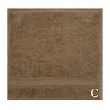 BYFT Daffodil Monogrammed Face Towel Dark Beige 30 x 30 Cm