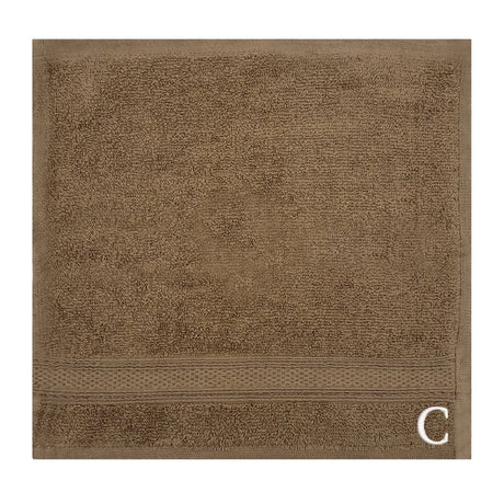 BYFT Daffodil Monogrammed Face Towel Dark Beige 30 x 30 Cm