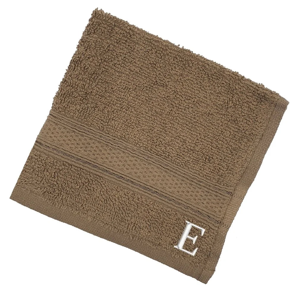 BYFT Daffodil Monogrammed Face Towel Dark Beige 30 x 30 Cm