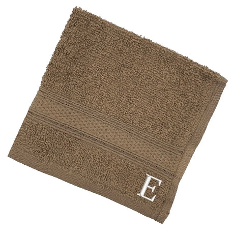 BYFT Daffodil Monogrammed Face Towel Dark Beige 30 x 30 Cm
