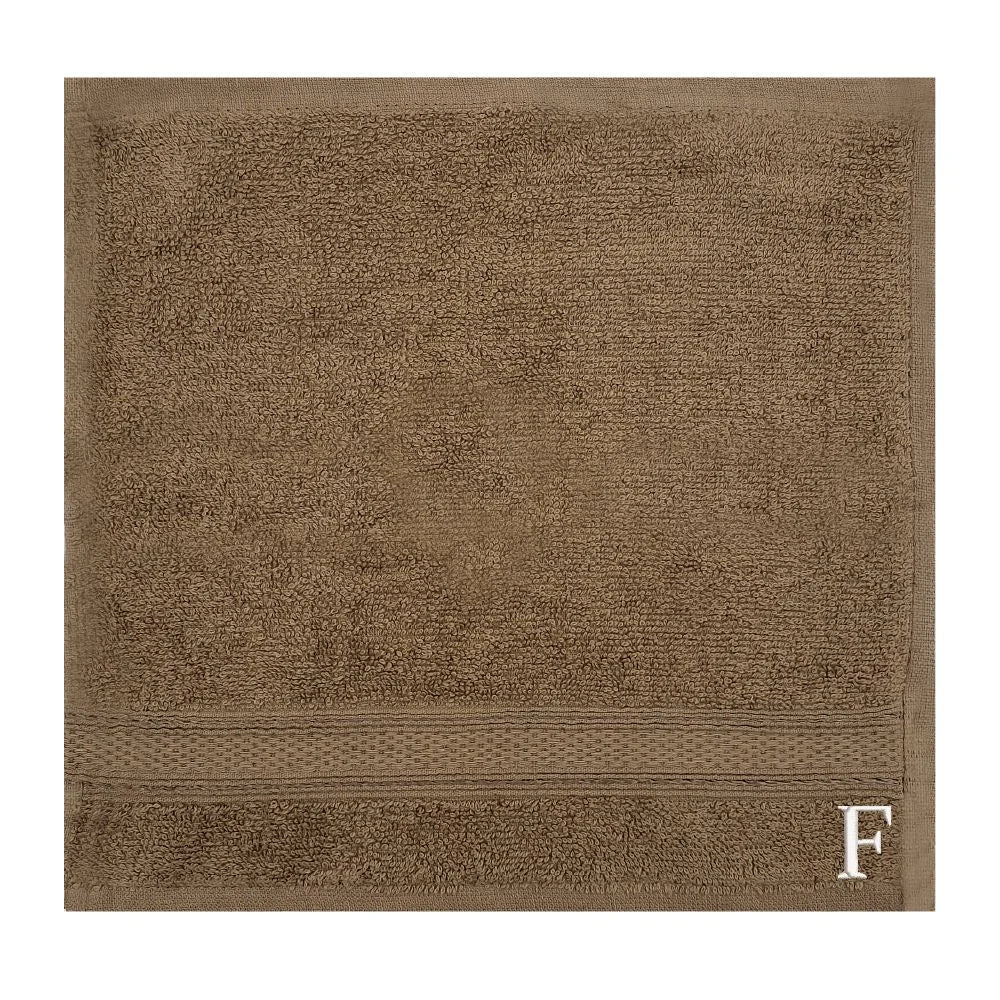 BYFT Daffodil Monogrammed Face Towel Dark Beige 30 x 30 Cm