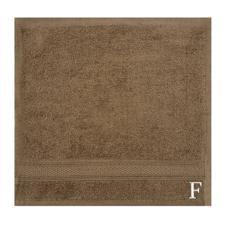 BYFT Daffodil Monogrammed Face Towel Dark Beige 30 x 30 Cm