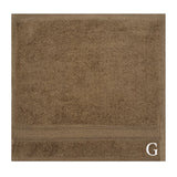 BYFT Daffodil Monogrammed Face Towel Dark Beige 30 x 30 Cm