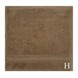 BYFT Daffodil Monogrammed Face Towel Dark Beige 30 x 30 Cm