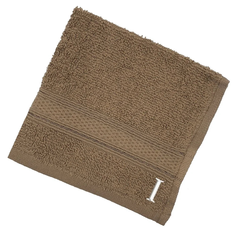 BYFT Daffodil Monogrammed Face Towel Dark Beige 30 x 30 Cm