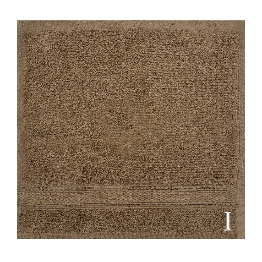BYFT Daffodil Monogrammed Face Towel Dark Beige 30 x 30 Cm