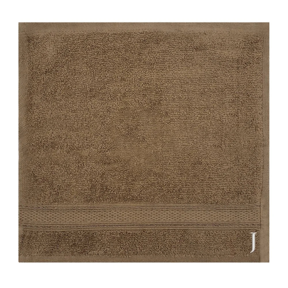 BYFT Daffodil Monogrammed Face Towel Dark Beige 30 x 30 Cm