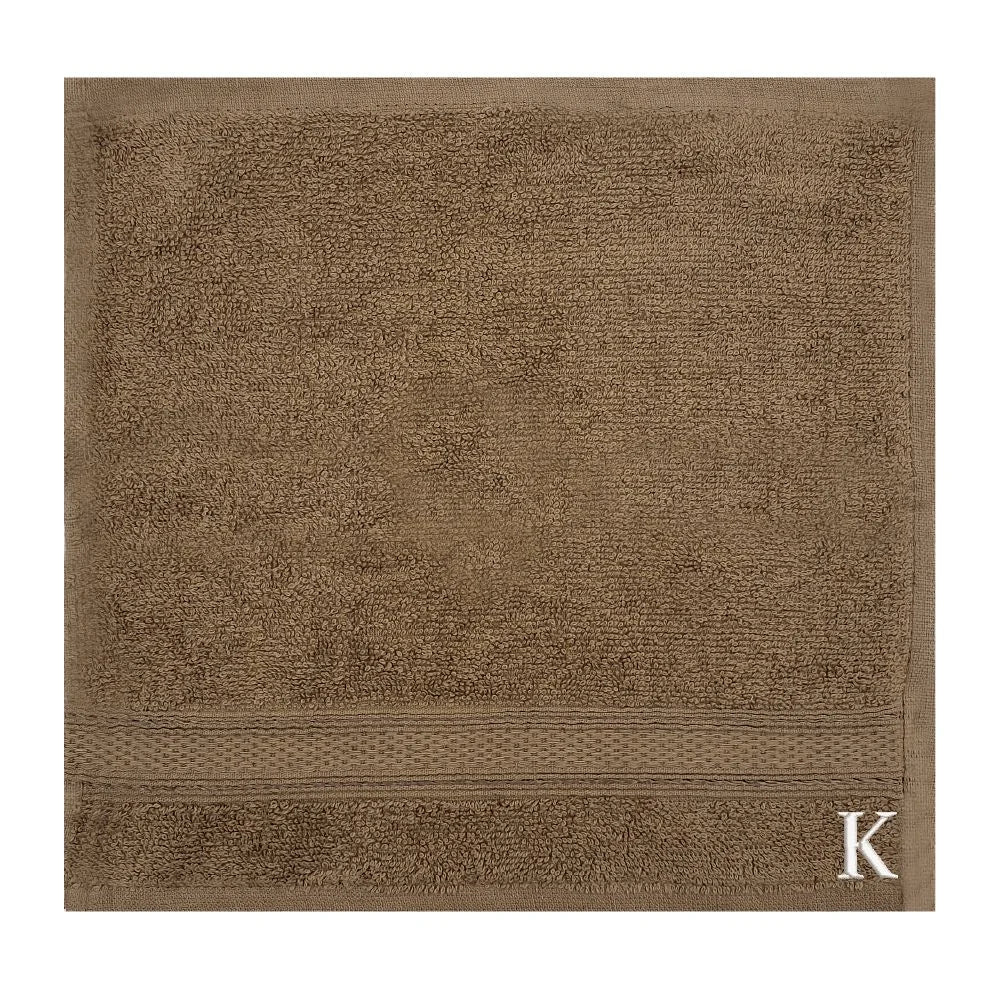 BYFT Daffodil Monogrammed Face Towel Dark Beige 30 x 30 Cm