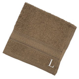 BYFT Daffodil Monogrammed Face Towel Dark Beige 30 x 30 Cm