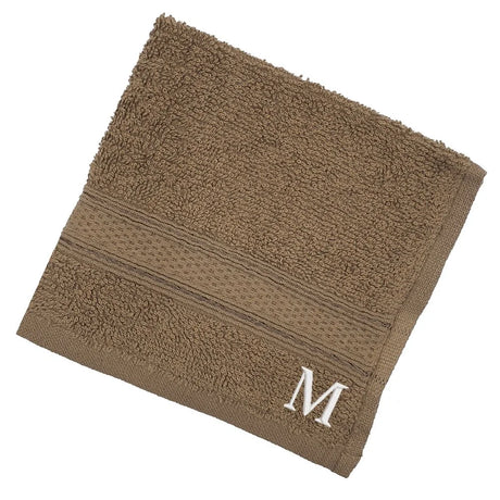 BYFT Daffodil Monogrammed Face Towel Dark Beige 30 x 30 Cm