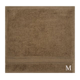 BYFT Daffodil Monogrammed Face Towel Dark Beige 30 x 30 Cm