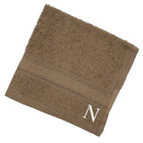 BYFT Daffodil Monogrammed Face Towel Dark Beige 30 x 30 Cm