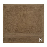BYFT Daffodil Monogrammed Face Towel Dark Beige 30 x 30 Cm