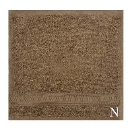 BYFT Daffodil Monogrammed Face Towel Dark Beige 30 x 30 Cm